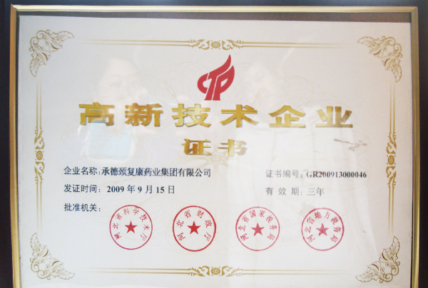 高新技術企業證書